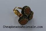 NGR291 14mm - 16mm coin plated druzy agate gemstone rings