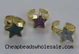 NGR319 15*15mm - 16*16mm star druzy agate gemstone rings