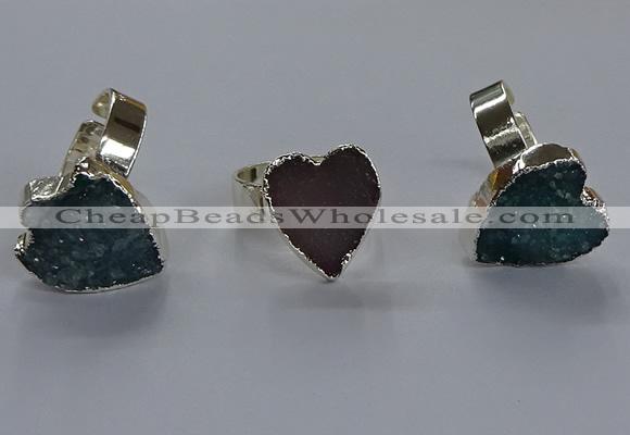 NGR333 13*18mm - 15*20mm heart druzy agate gemstone rings