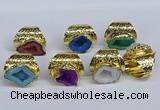 NGR380 15*20mm - 20*25mm freeform druzy agate rings wholesale