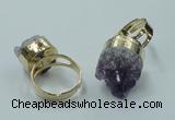 NGR85 12*16mm - 18*20mm freeform druzy amethyst gemstone rings