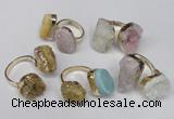 NGR92 15*20mm - 18*25mm freeform plated agate druzy rings