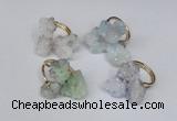 NGR99 15*20mm - 20*25mm nuggets plated druzy quartz rings