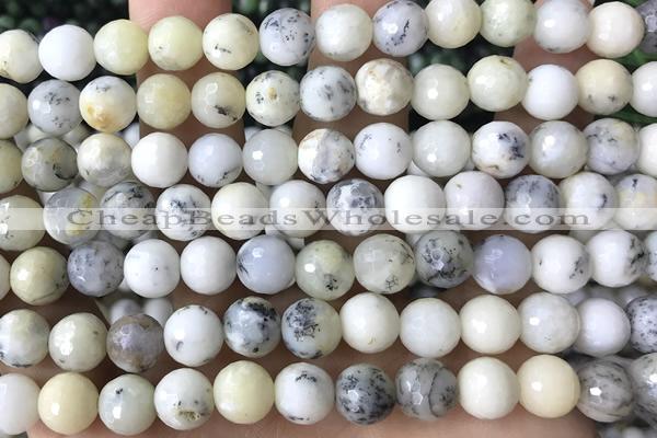 OPAL11 15 inches 8mm faceted white opal beads