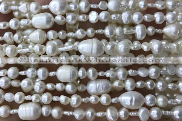 PEAR01 14 inches 3mm – 10mm white freshwater pearl beads