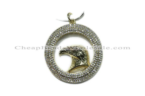 Pend106 33mm copper circle pendant pave zirconia gold plated