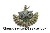 Pend109 28*42mm copper owl pendant pave zirconia gold plated