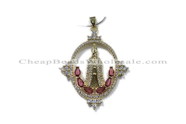 Pend115 35*40mm copper pendant pave zirconia gold plated