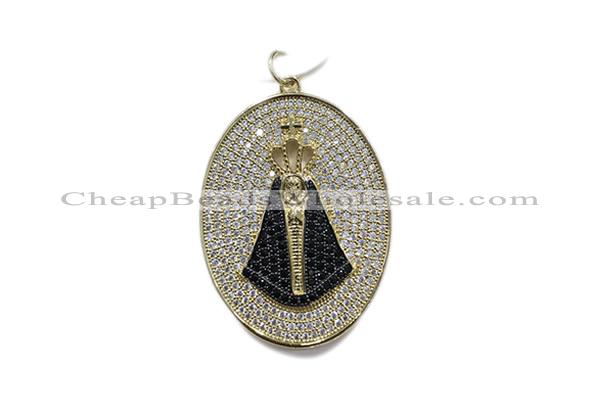 Pend116 27*35mm copper oval pendant pave zirconia gold plated