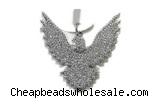 Pend123 40mm copper eagle pendant pave zirconia silver plated