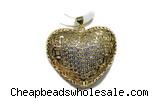 Pend128 28*33mm copper heart pendant pave zirconia gold plated