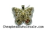 Pend133 20*25mm copper butterfly pendant pave zirconia gold plated