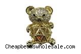 Pend140 14*19mm copper bear pendant pave zirconia gold plated