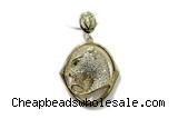 Pend156 25mm copper pendant pave zirconia gold plated