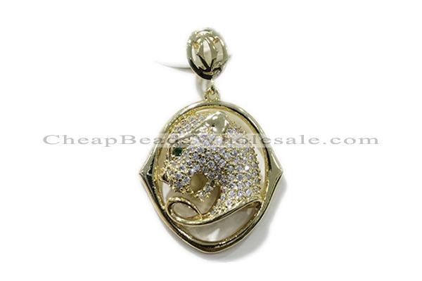 Pend156 25mm copper pendant pave zirconia gold plated