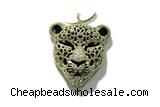 Pend158 28mm copper leopard pendant pave zirconia gold plated