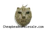 Pend159 28mm copper lion pendant pave zirconia gold plated