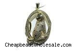 Pend160 23*30mm copper leopard pendant pave zirconia gold plated