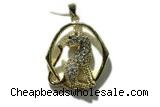 Pend161 25mm copper leopard pendant pave zirconia gold plated