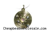 Pend180 20mm copper circle pendant pave zirconia gold plated