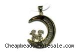 Pend182 20mm copper pendant pave zirconia gold plated