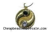 Pend183 20mm copper circle pendant pave zirconia gold plated