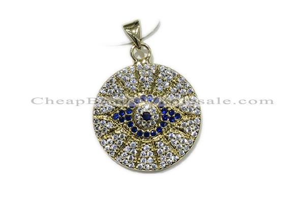 Pend185 20mm copper circle pendant pave zirconia gold plated