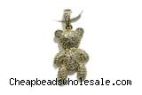 Pend188 18*26mm copper bear pendant pave zirconia gold plated