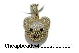 Pend206 17*20mm copper bear pendant pave zirconia gold plated