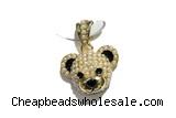 Pend207 14*20mm copper bear pendant pave zirconia gold plated