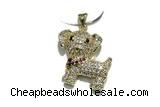 Pend210 20*22mm copper dog pendant pave zirconia gold plated