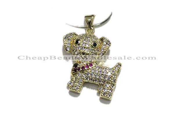 Pend210 20*22mm copper dog pendant pave zirconia gold plated