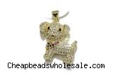 Pend211 20*22mm copper dog pendant pave zirconia gold plated