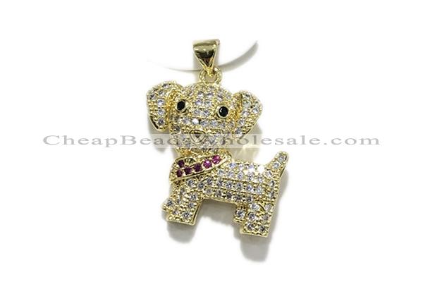 Pend211 20*22mm copper dog pendant pave zirconia gold plated