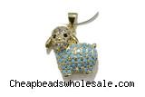 Pend212 15*17mm copper sheep pendant pave zirconia gold plated