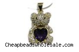 Pend215 15*18mm copper bear pendant pave zirconia gold plated