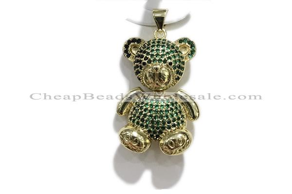 Pend216 20*25mm copper bear pendant pave zirconia gold plated