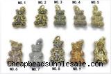 Pend231 16*26mm copper bear pendant pave zirconia gold plated