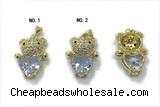 Pend242 16*21mm copper bear pendant pave zirconia gold plated