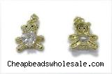 Pend243 16*16mm copper bear pendant pave zirconia gold plated