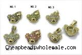 Pend245 12*17mm copper bear pendant pave zirconia gold plated