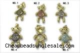 Pend249 17*25mm copper bear pendant pave zirconia gold plated