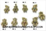 Pend250 14*18mm copper bear pendant pave zirconia gold plated