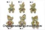 Pend251 18*25mm copper bear pendant pave zirconia gold plated