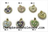 Pend260 18mm copper pendant pave abalone shell zirconia gold plated