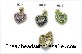 Pend263 11mm copper heart pendant pave abalone shell gold plated