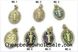 Pend269 16*20mm copper oval pendant pave abalone shell zirconia gold plated