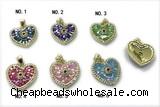 Pend271 18mm copper heart pendant pave abalone shell zirconia gold plated