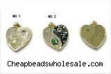 Pend275 20mm copper heart pendant pave abalone shell zirconia gold plated