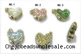 Pend280 15*17mm copper heart pendant pave abalone shell gold plated